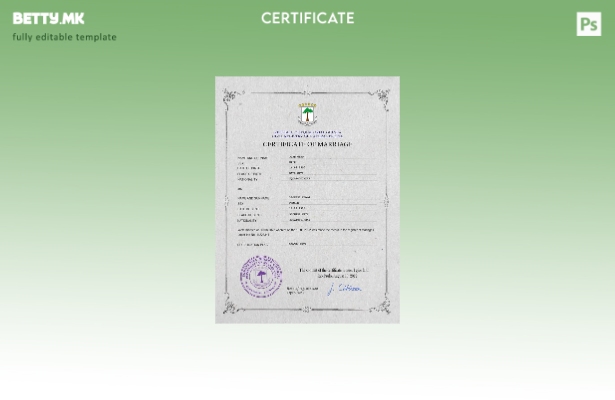 модерен стил Шаблон за PSD сертификат за брак од Екваторијална Гвинеја